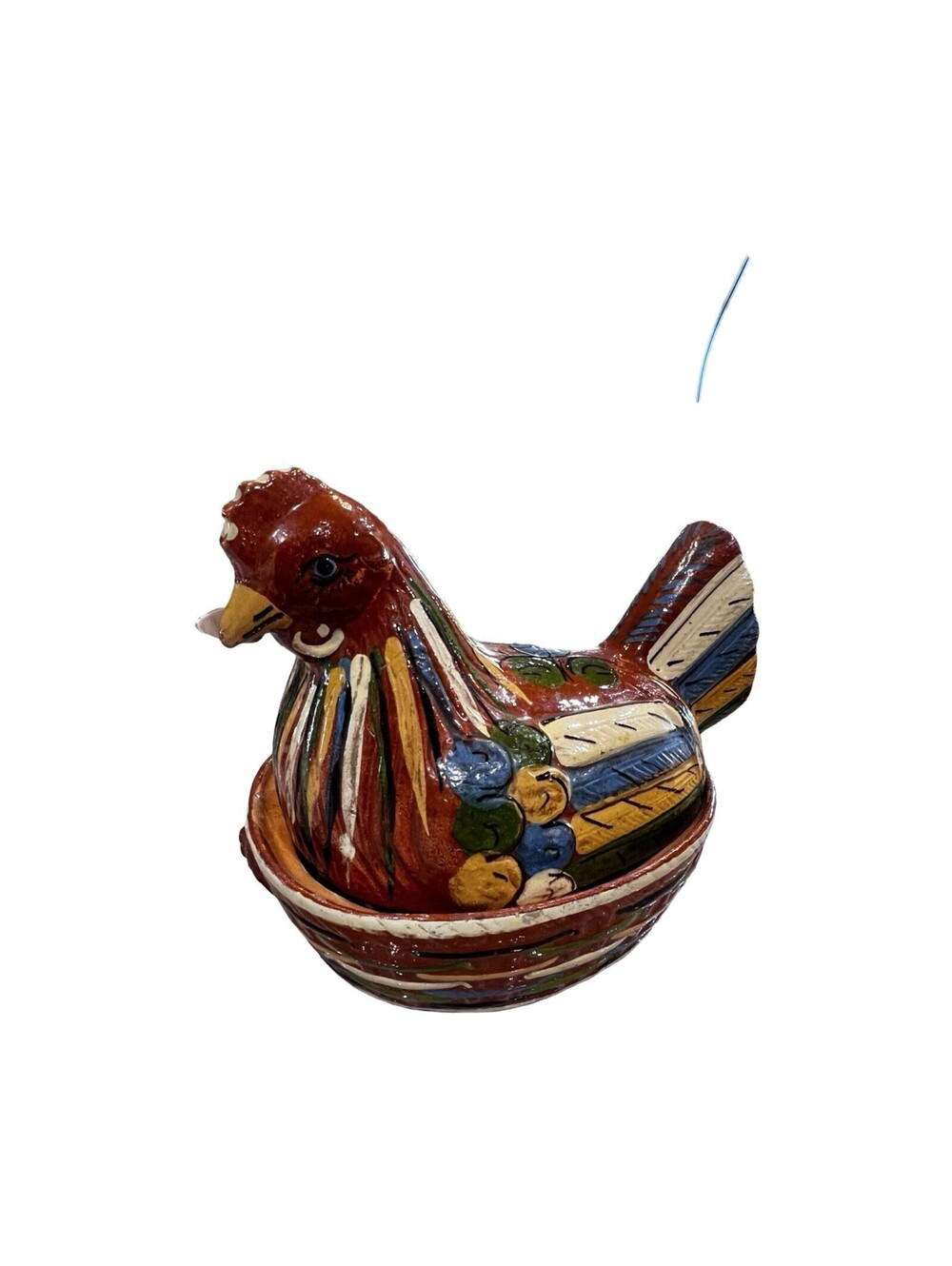 Tlaquepaque 1920s - 1940s Mexican Folk Art Hen On Nest Casserole Dish  Pottery